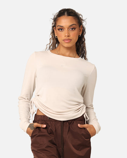 Nike Women's Sportswear Essential Ribbed Long Sleeve Mod Crop Top Light Orewood Brown/Sail