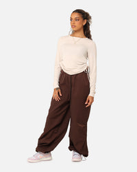 Nike Women's Sportswear Essential Ribbed Long Sleeve Mod Crop Top Light Orewood Brown/Sail