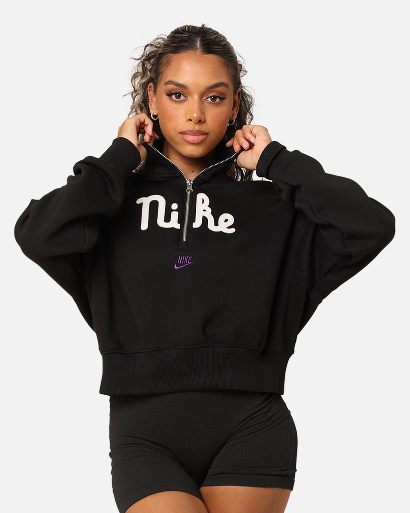 Nike Women's Sportswear Quarter-Zip Crop Fleece Sweatshirt Black/Sail/ | Culture Kings