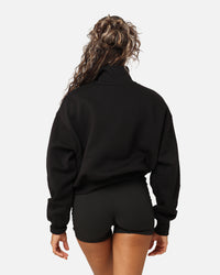 Nike Women's Sportswear Quarter-Zip Crop Fleece Sweatshirt Black/Sail/Field Purple