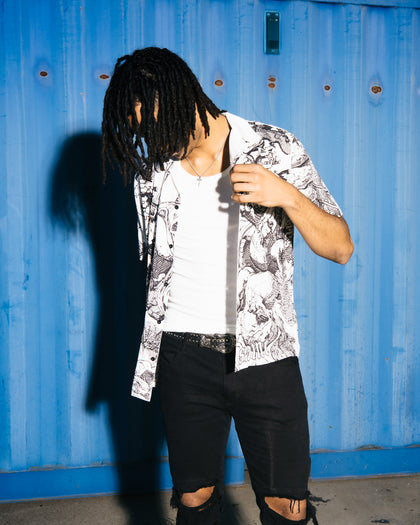 Saint Morta Babylon Short Sleeve Shirt Black/White