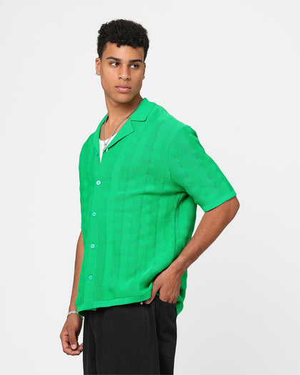 XXIII Lorenzo Knit Button Up Shirt Green