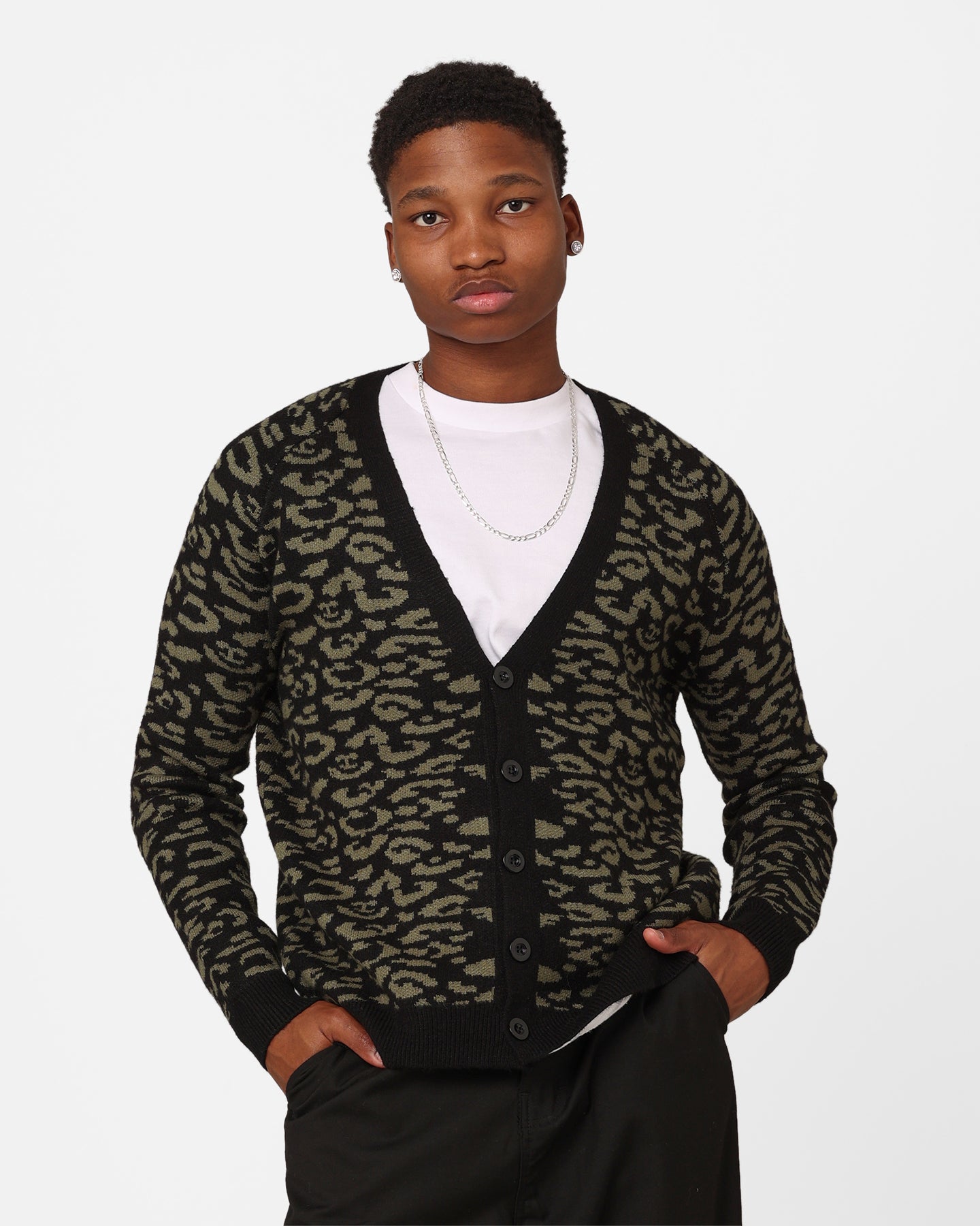 XXIII Thiago Leopard Cardigan Khaki/Black | Culture Kings