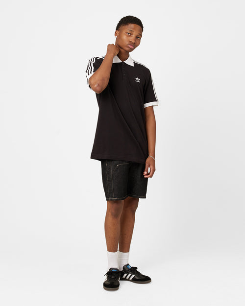 Adidas Adicolour 3-Stripe Polo Shirt Black