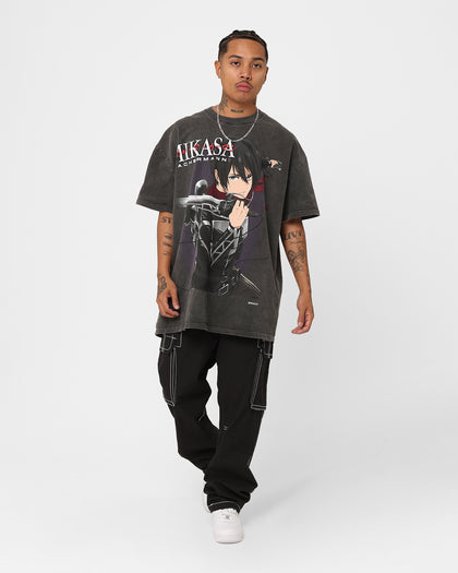 Goat Crew X Attack On Titan Mikasa Vintage Heavyweight T-Shirt Black Wash