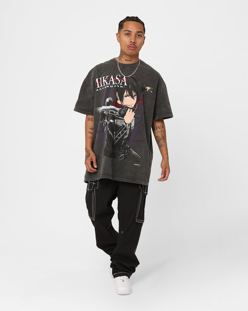 Goat Crew X Attack On Titan Mikasa Vintage Heavyweight T-Shirt Black Wash