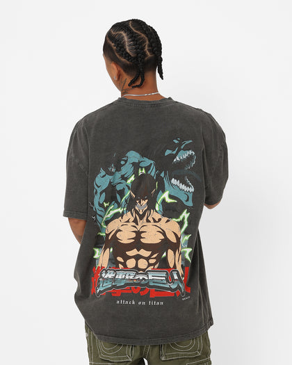 Goat Crew X Attack On Titan Attack Titan Vintage Heavyweight T-Shirt Black Wash