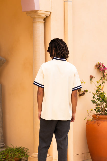 Playboy By Culture Kings Birdie Polo Shirt Off White/Navy