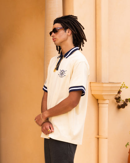Playboy By Culture Kings Birdie Polo Shirt Off White/Navy