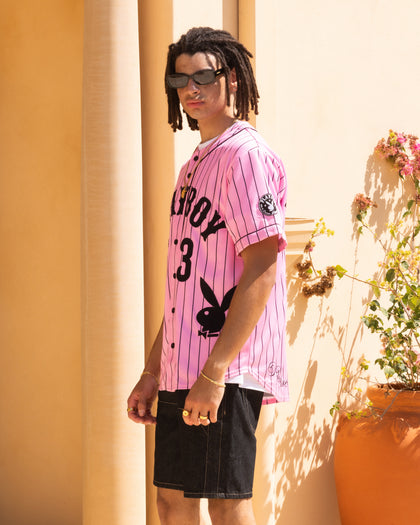 Playboy By Culture Kings Bunny Baseball Shirt Jersey Pink