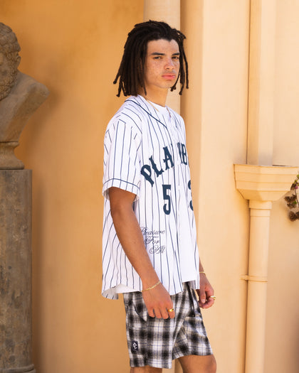 Playboy By Culture Kings Bunny Baseball Shirt Jersey White/Navy