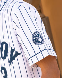 Playboy By Culture Kings Bunny Baseball Shirt Jersey White/Navy