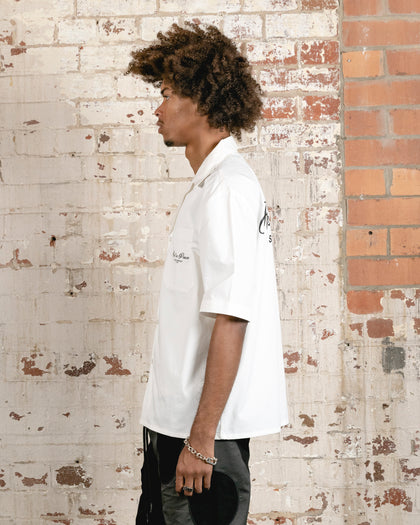 Saint Morta Rest In Piece Short Sleeve Shirt Off White/Maroon