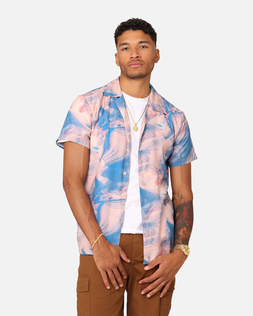 XXIII Distorted Button Up Shirt Pink/Blue | Culture Kings