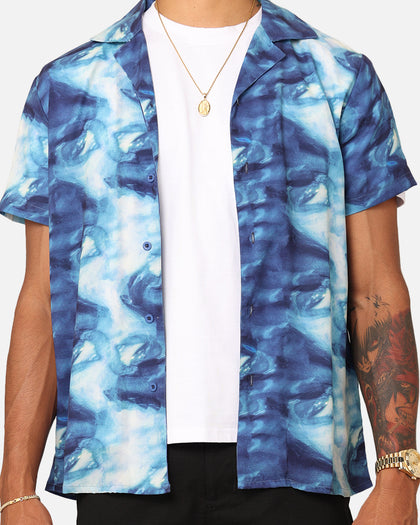 XXIII Distorted Button Up Shirt Blue