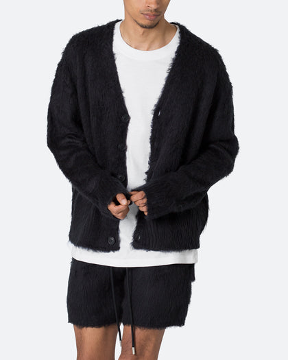 MNML Fuzzy Cardigan Sweater Black