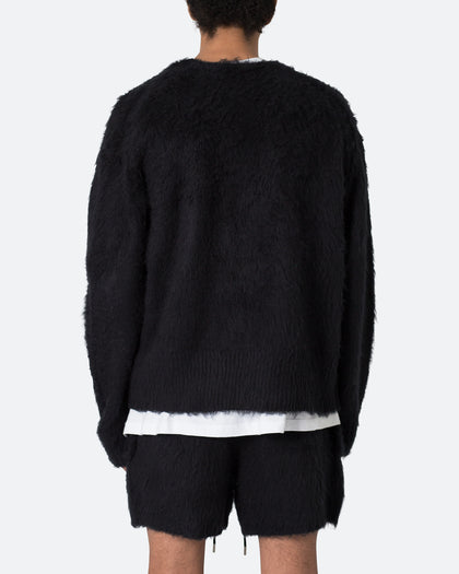 MNML Fuzzy Cardigan Sweater Black