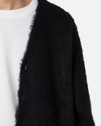 MNML Fuzzy Cardigan Sweater Black