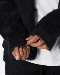 MNML Fuzzy Cardigan Sweater Black