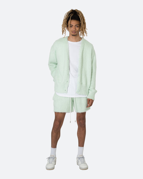 MNML Fuzzy Cardigan Sweater Mint