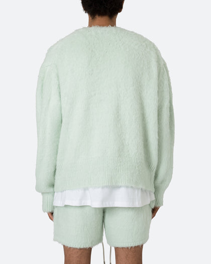 MNML Fuzzy Cardigan Sweater Mint
