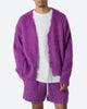 MNML Fuzzy Cardigan Sweater Purple