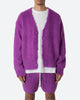 MNML Fuzzy Cardigan Sweater Purple