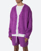 MNML Fuzzy Cardigan Sweater Purple