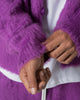 MNML Fuzzy Cardigan Sweater Purple