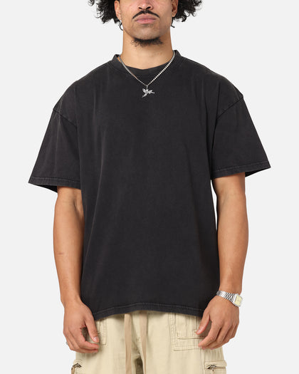 Culture Kings Standard Drop Shoulder T-Shirt Black Acidwash
