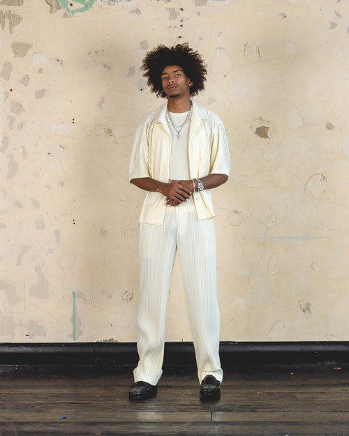 404 Harbour Plisse Button Up Shirt Ecru