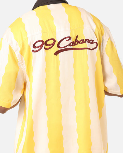 99 Cabana Bowling Short Sleeve Button Up Shirt Yellow/Off White
