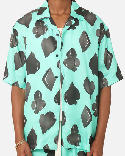99 Cabana Four Suits Short Sleeve Button Up Shirt Teal/Black