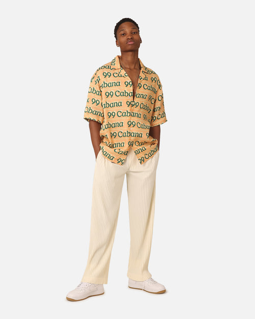 99 Cabana Logo Short Sleeve Button Up Shirt Yellow/Green