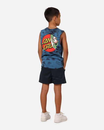 Santa Cruz Kids' Beware Dot Tie Dye Muscle T-Shirt Blue Tie Dye