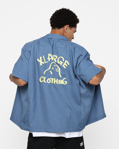 X-Large Drawing OG Open Collar T-Shirt Blue