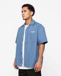 X-Large Drawing OG Open Collar T-Shirt Blue