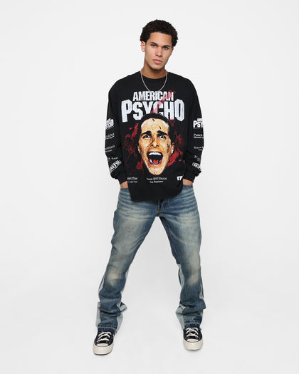 Rats Get Fat X American Psycho American Psycho Long Sleeve T-Shirt Black Wash
