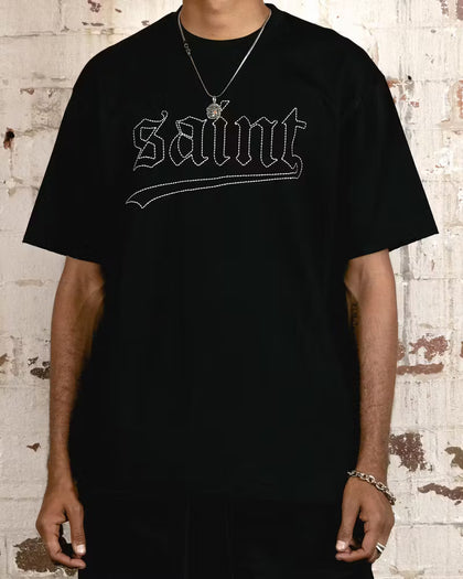 Saint Morta Allstar Embroidered Drop T-Shirt Black/White