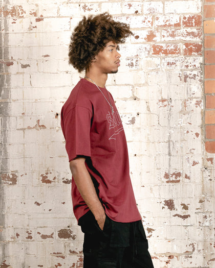 Saint Morta Allstar Embroidered Drop T-Shirt Maroon