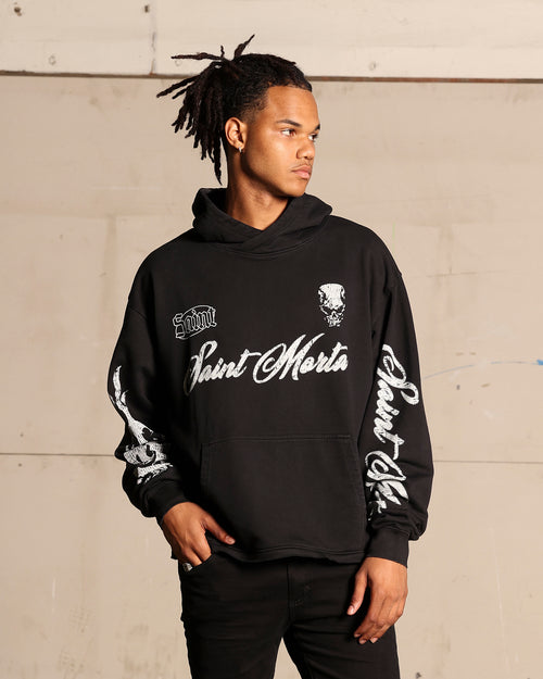 Saint Morta Roadhouse Boxy Hoodie Washed Black