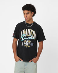 Majestic Athletic Anaheim Ducks Script Arch T-Shirt Faded Black