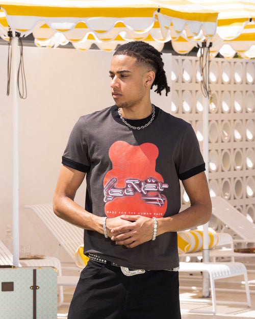 Loiter Gummy Ringer T-Shirt Charcoal