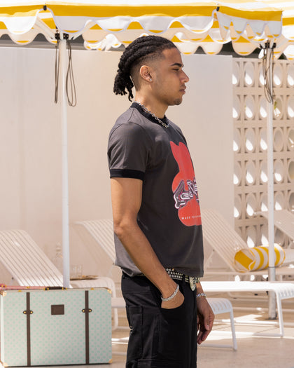 Loiter Gummy Ringer T-Shirt Charcoal