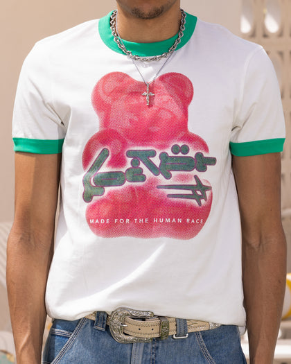 Loiter Gummy Ringer T-Shirt Off White/Green