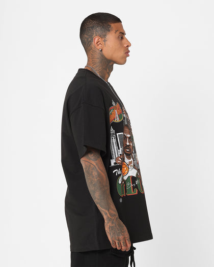 Mitchell & Ness Seattle Supersonics Gary Payton and Shawn Kemp Caricature T-Shirt Faded Black