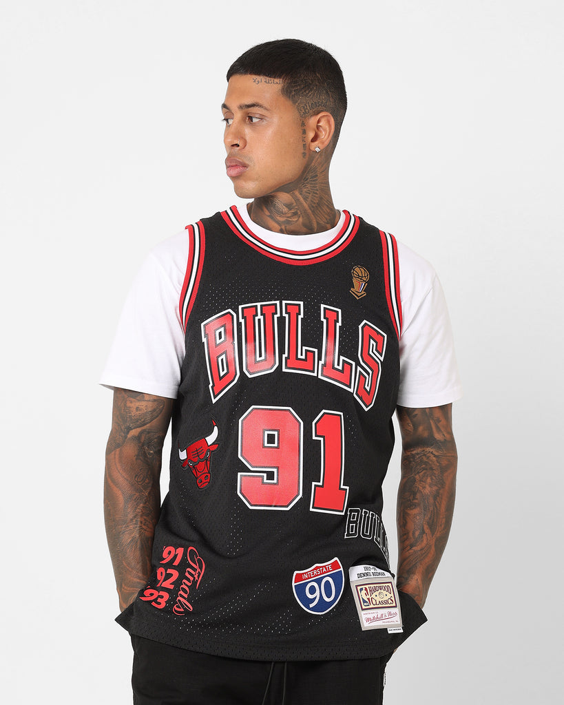 Maillot Chicago Bulls Dennis Rodman 91 Mitchell & Ness - Taille L - Dégradé Noir - Neuf Avec étiquettes