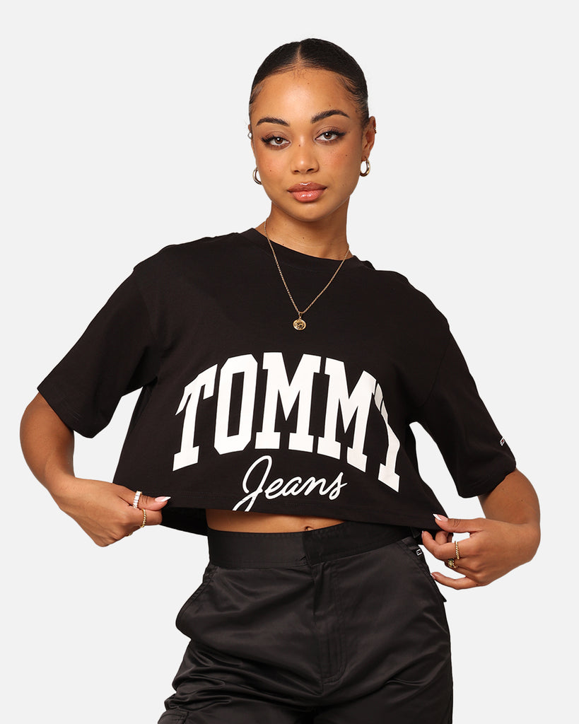 Tommy Jeans Women's Oversized Cropped New Varsity T-Shirt Black ...