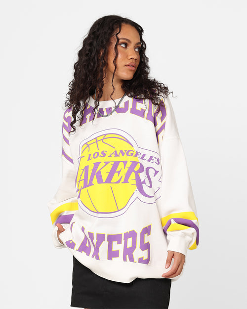 Mitchell & Ness Women's Los Angeles Lakers Hockey Vibe Crewneck Vintage White