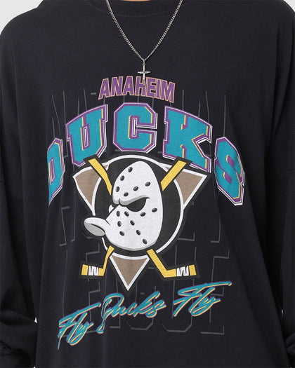 Majestic Athletic Anaheim Ducks Fly Long Sleeve Crewneck Faded Black